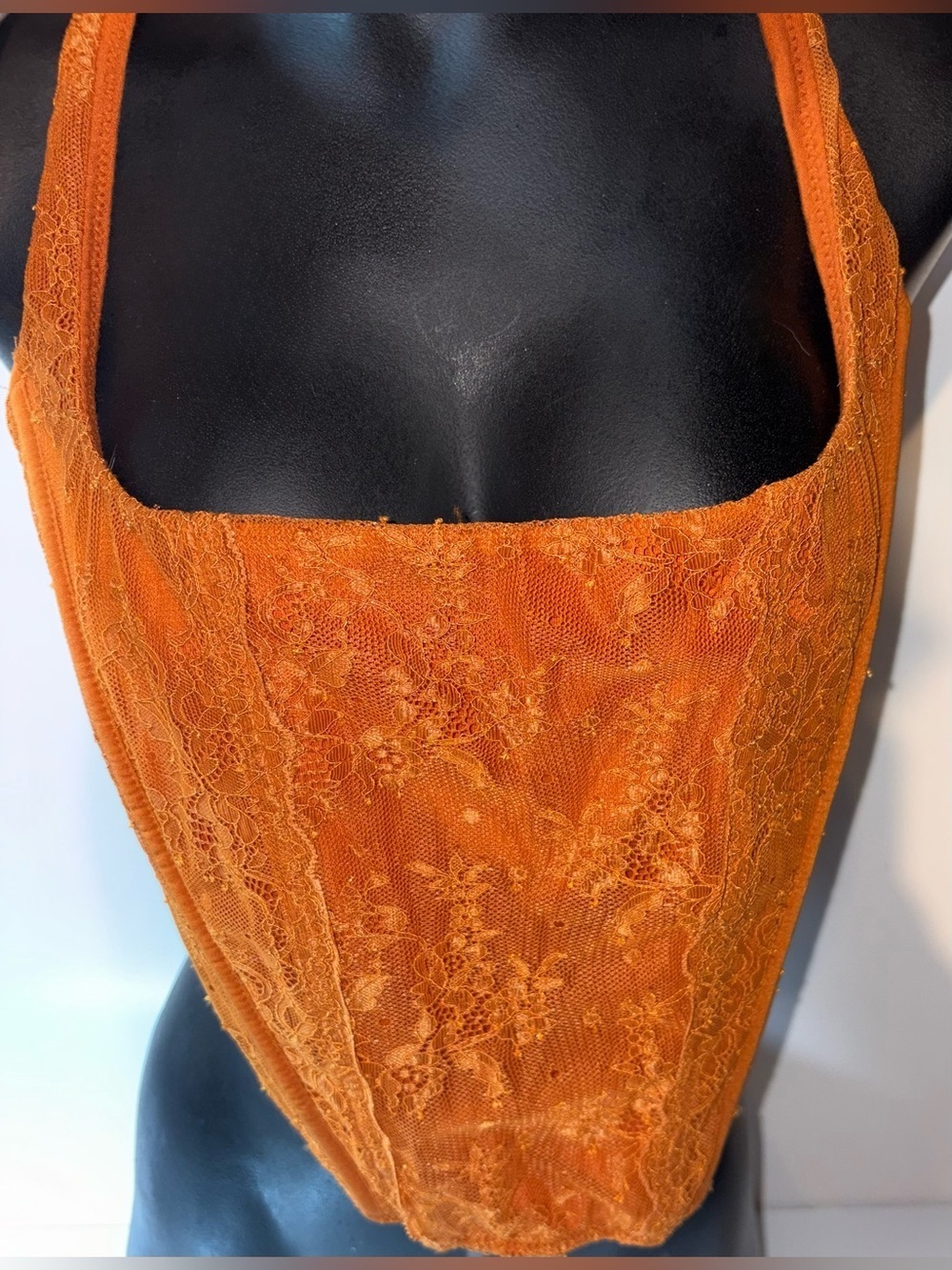 Urban Outfitters Orange Lace Chemise Bodysuit
